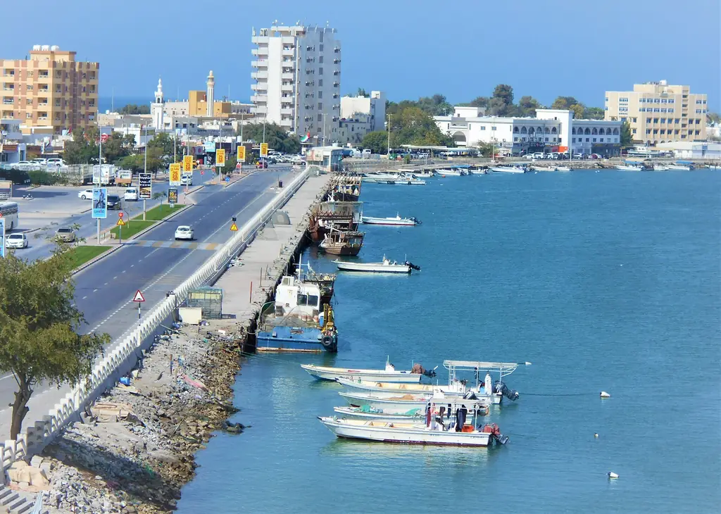 Boats moored along the Corniche in Ras Al Khaimah